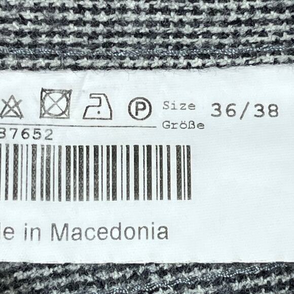 Hitltl Men’s 36/38 Gray Mini Check 100% Wool Flat Front Tailored Dress Pants - Picture 5 of 9